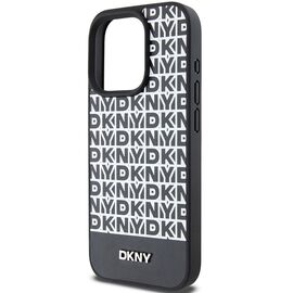 DKNY Leather Printed Pattern Metal Logo MagSafe Case for iPhone 15 Pro - Black | Techbox