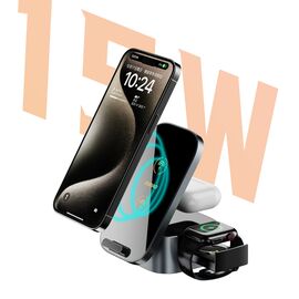 Dudao A11Pro+ 15W 3in1 Inductive Charger for Phone/Smartwatch/Headphones - Black | Techbox