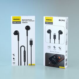 Dudao X3C in-ear wired USB-C headphones 1.2m - black - Headsets - Speakers & Headphones - Techbox