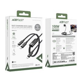 Acefast C5 USB-C - USB-C / USB-C 2in1 100W 480Mb/s cable - black - Cables & Adapters - Cables & Accessories - Techbox