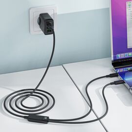 Acefast C5 USB-C - USB-C / USB-C 2in1 100W 480Mb/s cable - black - Cables & Adapters - Cables & Accessories - Techbox
