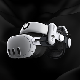 BoboVR S3 Pro strain relief strap for Meta Quest 3 VR goggles + B100 external battery - white and black