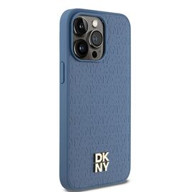 DKNY Leather Monogram Pattern Metal Logo MagSafe Case for iPhone 15 Pro Max - Blue - Apple Cases - Cases - Techbox