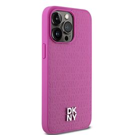 DKNY Leather Monogram Pattern Metal Logo MagSafe Case for iPhone 15 Pro Max - Pink - Apple Cases - Cases - Techbox