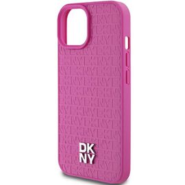DKNY Leather Pattern Metal Logo MagSafe case for iPhone 15 / 14 / 13 - pink - Apple Cases - Cases - Techbox