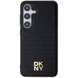DKNY Leather Pattern Metal Logo MagSafe case for Samsung Galaxy S24+ - black | Techbox