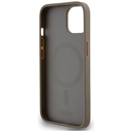 DKNY Leather Printed Pattern Metal Logo MagSafe Case for iPhone 15/14/13 - Brown - Apple Cases - Cases - Techbox