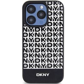 DKNY Leather Printed Pattern Metal Logo MagSafe Case for iPhone 15 Pro Max - Black - Apple Cases - Cases - Techbox