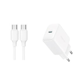 Joyroom JR-TCF20 USB-C PD 20W network charger - white + USB-C / USB-C cable 1m | Techbox