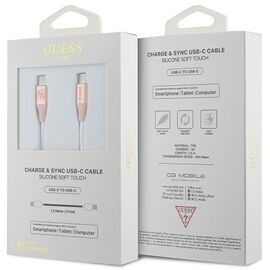 Guess Ebossed Logo USB-C / USB-C Cable 1.5m Fast Charging - Pink