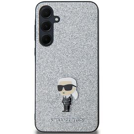 Karl Lagerfeld Fixed Glitter Ikonik Logo Metal Pin case for Samsung Galaxy A35 - silver - Samsung Cases - Cases - Techbox