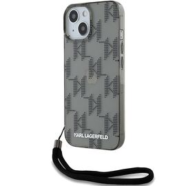 Karl Lagerfeld IML Mono KL Pattern &amp; Cord case for iPhone 15 / 14 / 13 - black - Apple Cases - Cases - Techbox