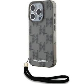 Karl Lagerfeld IML Mono KL Pattern &amp; Cord case for iPhone 15 Pro - black - Apple Cases - Cases - Techbox