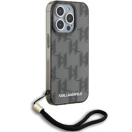 Karl Lagerfeld IML Mono KL Pattern &amp; Cord case for iPhone 15 Pro - black - Apple Cases - Cases - Techbox