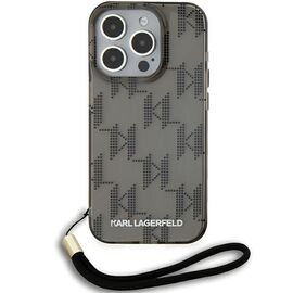 Karl Lagerfeld IML Mono KL Pattern &amp; Cord case for iPhone 15 Pro Max - black - Apple Cases - Cases - Techbox