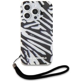 Karl Lagerfeld IML Zebra Pattern &amp; Cord case for iPhone 15 Pro - black - Apple Cases - Cases - Techbox
