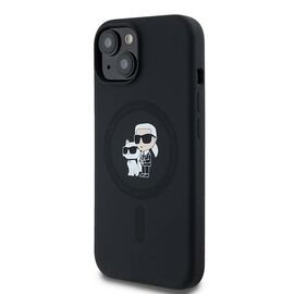 Karl Lagerfeld Silicone Karl&amp;Choupette MagSafe case for iPhone 15 Plus / 14 Plus - black - Apple Cases - Cases - Techbox