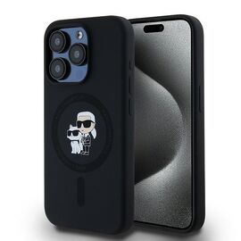 Karl Lagerfeld Silicone Karl&amp;Choupette MagSafe case for iPhone 15 Pro - black | Techbox