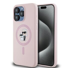 Karl Lagerfeld Silicone Karl&amp;Choupette MagSafe case for iPhone 15 Pro - pink | Techbox