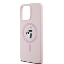 Karl Lagerfeld Silicone Karl&amp;Choupette MagSafe case for iPhone 15 Pro - pink | Techbox