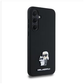 Karl Lagerfeld Silicone Karl&amp;Choupette Metal Pin case for Samsung Galaxy A35 - black | Techbox