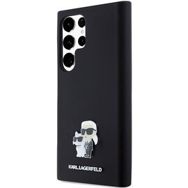 Karl Lagerfeld Silicone Karl&amp;Choupette Metal Pin case for Samsung Galaxy S24 Ultra - black | Techbox