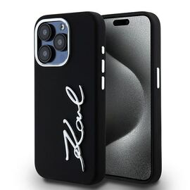 Karl Lagerfeld Silicone Metal Script Logo case for iPhone 15 Pro - black - Apple Cases - Cases - Techbox