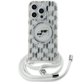 Karl Lagerfeld IML Crossbody Monogram Karl &amp; Choupette Head MagSafe Case for iPhone 15 Pro - Transparent - Uncategorized Cases (2) - Cases - Techbox