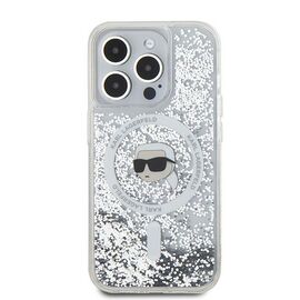 Karl Lagerfeld Liquid Glitter Karl Head MagSafe case for iPhone 15 Pro Max - transparent | Techbox