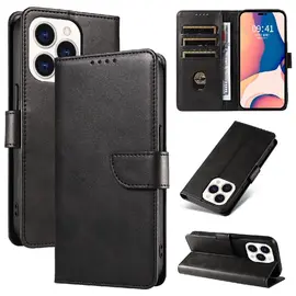 Leather Book Case for iPhone 16 - black - Apple Cases - Cases - Techbox