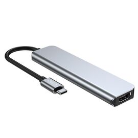 HUB Tech-Protect V4 6in1 USB-C - USB-A 3.0 / USB-A 2.0 / USB-C / HDMI / micro SD / TF / SD card reader - gray | Techbox