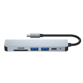 HUB Tech-Protect V4 6in1 USB-C - USB-A 3.0 / USB-A 2.0 / USB-C / HDMI / micro SD / TF / SD card reader - gray | Techbox