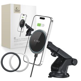 Tech-Protect A2 Car Phone Holder with MagSafe 15W Inductive Charger for Cockpit - Black - Car Chargers - Smartphone Chargers - Techbox