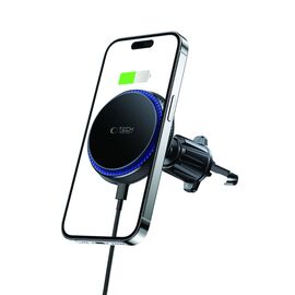Tech-Protect MM15W-V4 Car Phone Holder with MagSafe 15W Inductive Charger for Air Vent - Black - Car Chargers - Smartphone Chargers - Techbox