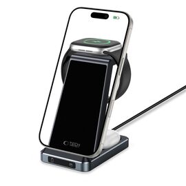 Tech-Protect QI15W-A26 Inductive Charger 15W 3in1 for Smartphone / Headphones / Apple Watch - Black | Techbox