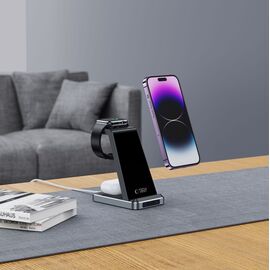 Tech-Protect QI15W-A26 Inductive Charger 15W 3in1 for Smartphone / Headphones / Apple Watch - Black | Techbox