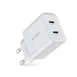 Tech-Protect C20W charger 2x USB-C PD 20W - white - Travel Chargers - Smartphone Chargers - Techbox