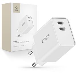 Tech-Protect C35W charger 2x USB-C PD 35W - white - Travel Chargers - Smartphone Chargers - Techbox