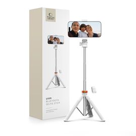 Tech-Protect L03S Bluetooth selfie stick with remote control, tripod up to 148cm and 180 head - white - Cameras Accessories - Action Cameras - Techbox