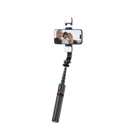 Tech-Protect L05S Bluetooth Selfie Stick with Tripod up to 105cm with LED Light - Black - Cameras Accessories - Action Cameras - Techbox