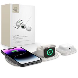 Tech-Protect QI15W-A32 3-in-1 Inductive Charger with MagSafe for Smartphone / Apple Watch / AirPods - Gray | Techbox