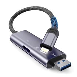 Tech-Protect UltraBoost SD/micro SD Card Reader with Lightning /USB-A Connector - Gray | Techbox