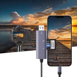 Tech-Protect UltraBoost SD/micro SD Card Reader with Lightning /USB-A Connector - Gray | Techbox