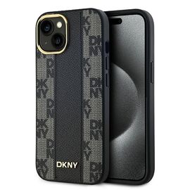DKNY Leather Checkered Mono Pattern MagSafe Case for iPhone 15 Plus / 14 Plus - Black - Uncategorized Cases (2) - Cases - Techbox