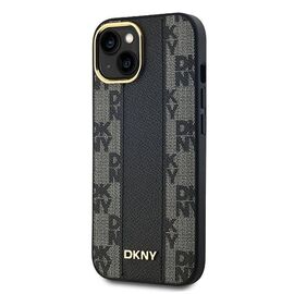 DKNY Leather Checkered Mono Pattern MagSafe Case for iPhone 15 Plus / 14 Plus - Black - Uncategorized Cases (2) - Cases - Techbox