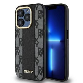 DKNY Leather Checkered Mono Pattern MagSafe case for iPhone 15 Pro - black - Uncategorized Cases (2) - Cases - Techbox