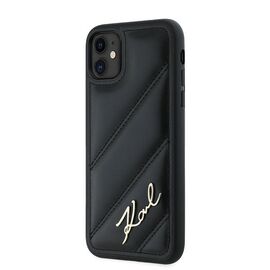 Karl Lagerfeld Diagonal Quilted Script case for iPhone 11 / Xr - black | Techbox
