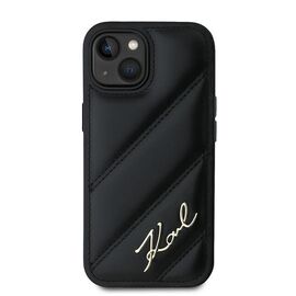 Karl Lagerfeld Diagonal Quilted Script case for iPhone 14 / 15 / 13 - black | Techbox