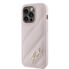 Karl Lagerfeld Diagonal Quilted Script case for iPhone 14 Pro Max - pink | Techbox