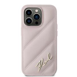 Karl Lagerfeld Diagonal Quilted Script case for iPhone 14 Pro - pink | Techbox